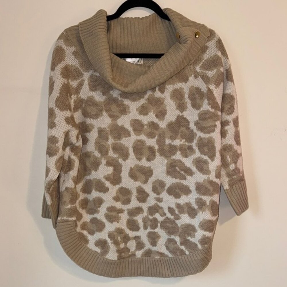 Leopard Print Cowl Neck Sweater
